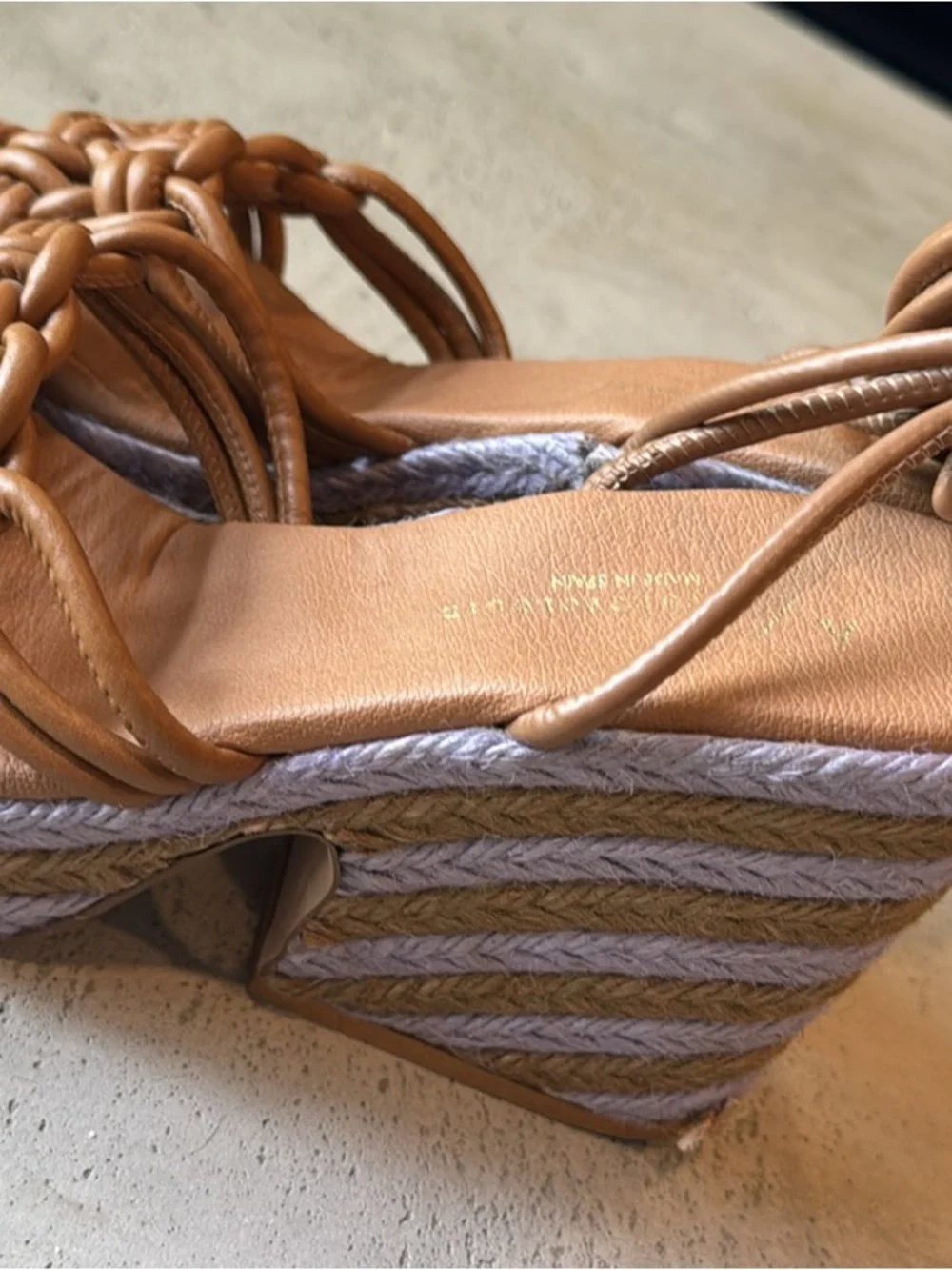 Anthropologie Braided Espadrille Wedge Sandals in Tan and Light Gray - Picture 2 of 5